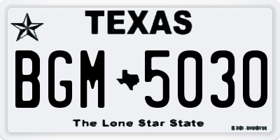 TX license plate BGM5030