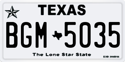 TX license plate BGM5035