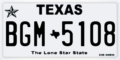 TX license plate BGM5108