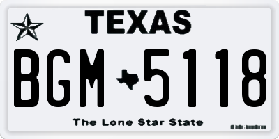 TX license plate BGM5118