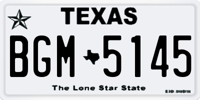 TX license plate BGM5145