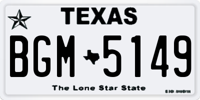 TX license plate BGM5149