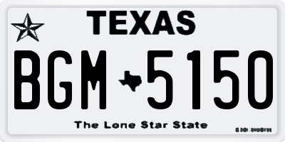 TX license plate BGM5150