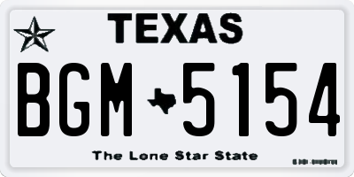 TX license plate BGM5154