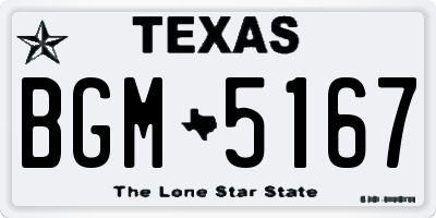 TX license plate BGM5167