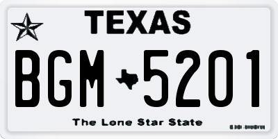 TX license plate BGM5201