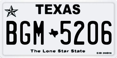 TX license plate BGM5206