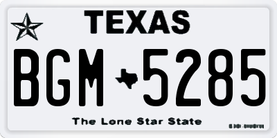 TX license plate BGM5285