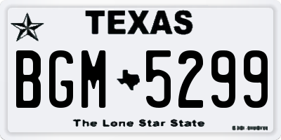 TX license plate BGM5299