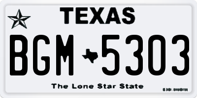 TX license plate BGM5303