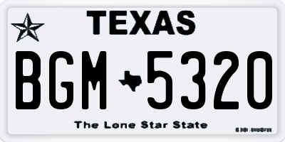 TX license plate BGM5320