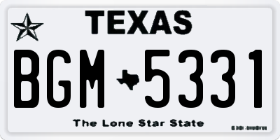 TX license plate BGM5331