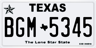 TX license plate BGM5345
