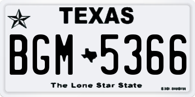 TX license plate BGM5366