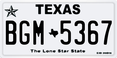 TX license plate BGM5367