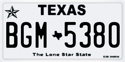 TX license plate BGM5380