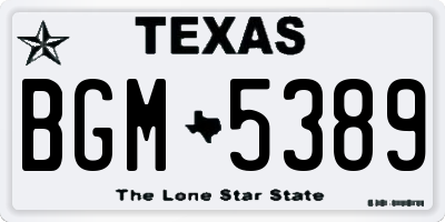 TX license plate BGM5389