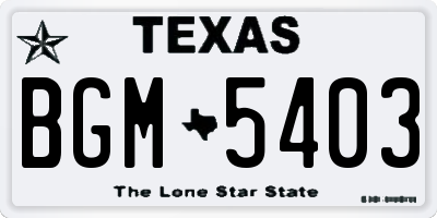 TX license plate BGM5403