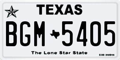 TX license plate BGM5405