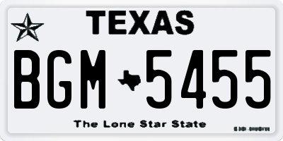 TX license plate BGM5455