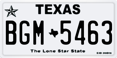 TX license plate BGM5463
