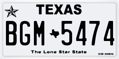 TX license plate BGM5474