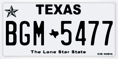 TX license plate BGM5477