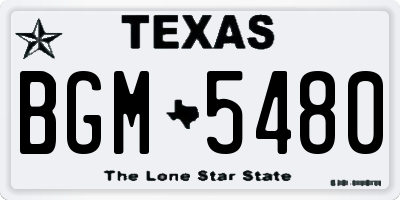 TX license plate BGM5480