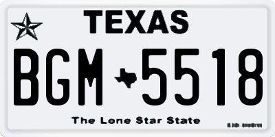 TX license plate BGM5518