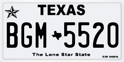 TX license plate BGM5520