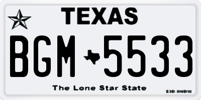 TX license plate BGM5533