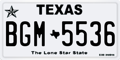 TX license plate BGM5536
