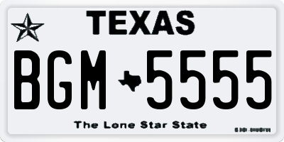 TX license plate BGM5555