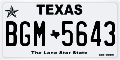 TX license plate BGM5643
