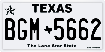 TX license plate BGM5662