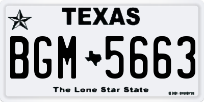 TX license plate BGM5663