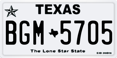 TX license plate BGM5705