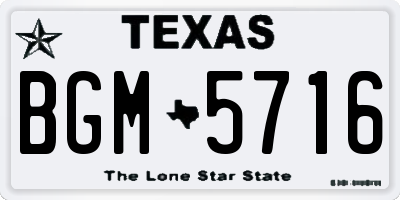 TX license plate BGM5716