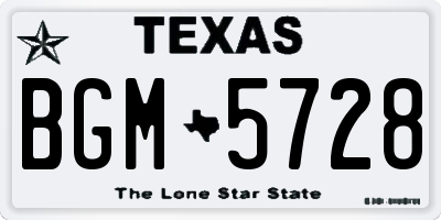 TX license plate BGM5728