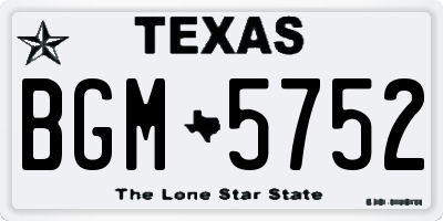 TX license plate BGM5752