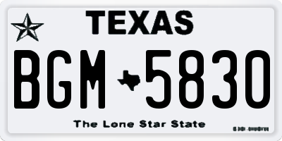TX license plate BGM5830