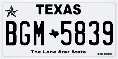 TX license plate BGM5839