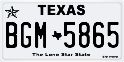 TX license plate BGM5865