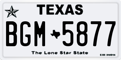 TX license plate BGM5877