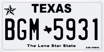 TX license plate BGM5931