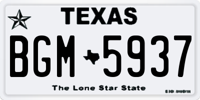 TX license plate BGM5937