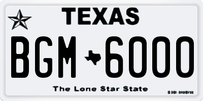TX license plate BGM6000