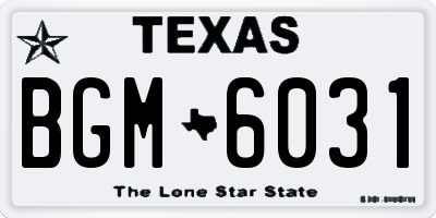 TX license plate BGM6031