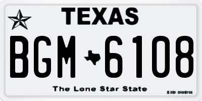 TX license plate BGM6108