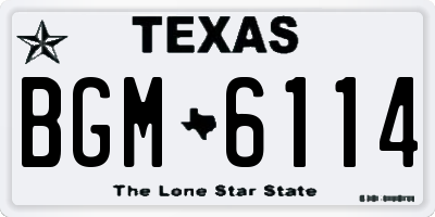 TX license plate BGM6114